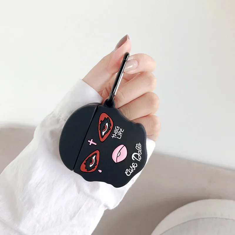 Забавный Carboon Bluetooth беспроводной чехол для наушников Airpods 2 3D брелок мягкий силиконовый защитный чехол для Airpods 1 чехол