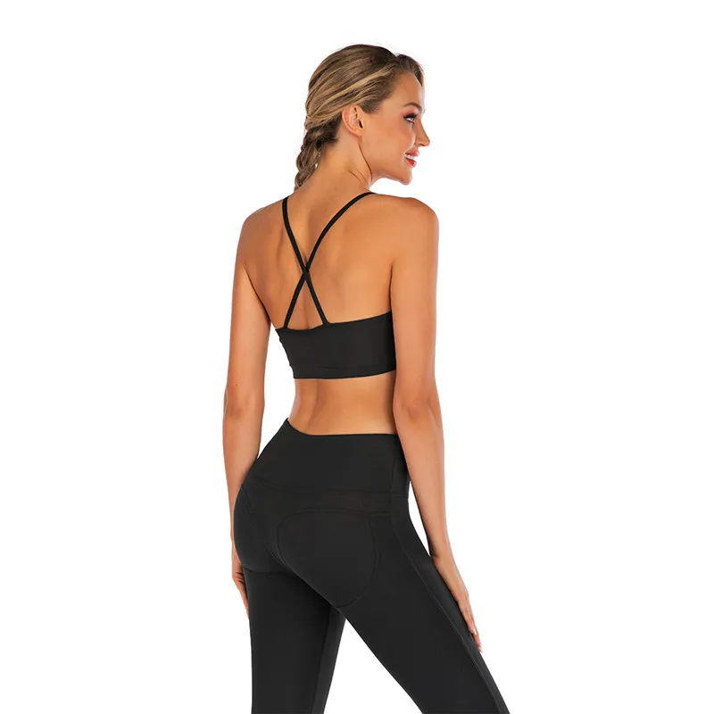 Сексуальная Открытая футболка для йоги с перекрестной спинкой Спортивная бега