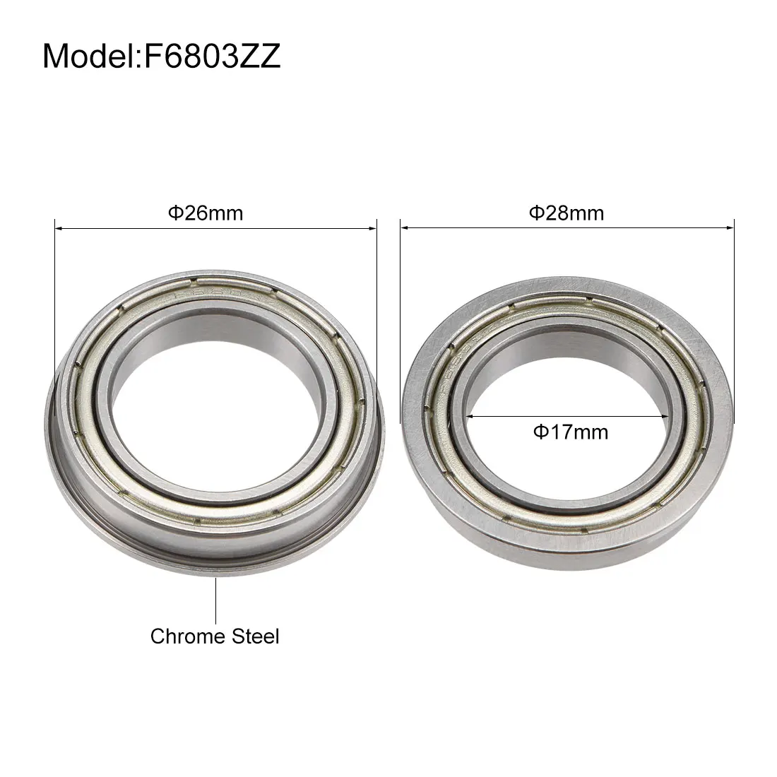 Фланцевый шарикоподшипник uxcell F6900 F6800 F6700 герметичные/экранированные хромированные стальные подшипники 12x26x6 мм 15x24x5 мм 10x19x5 мм 12x18x4 мм
