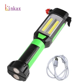 

Multipurpose Car Repairing Magnetic Working Light COB LED Flashlight USB Charging Hook Emergency Hammer Lamp for Camping Hunting