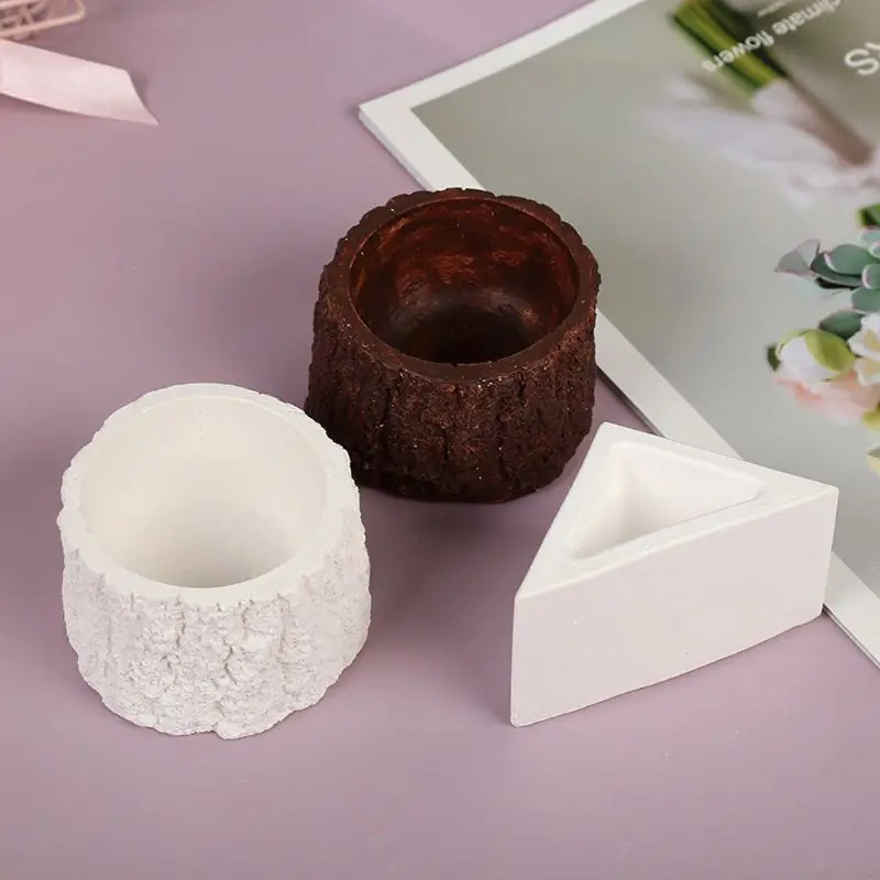 

TREE Stump Triangle Shape Flower Pot Molds Concrete SILICONE Mold for Succulent Plants Flower Pot Mould Cement VASE Tool