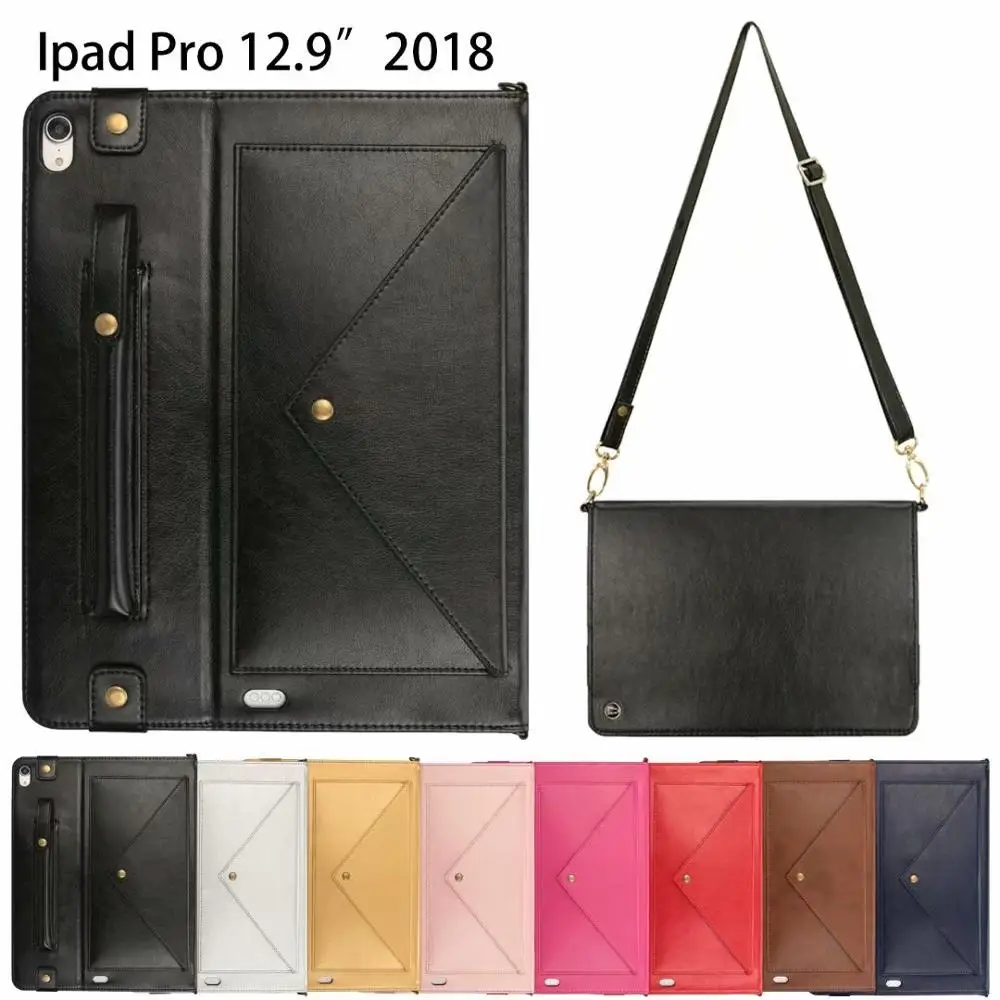 Чехол для планшета с буквенным принтом для iPad Pro12.9 '' кошелек-Карточница кожаный чехол с сенсорной ручкой сумка через плечо ремень
