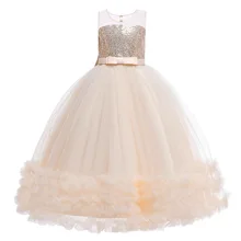 

Puffy Flower Girl Dresses Sequins Princess Dress Tulle Floor Length Puffy First Communion Dress Cute Kids Dress