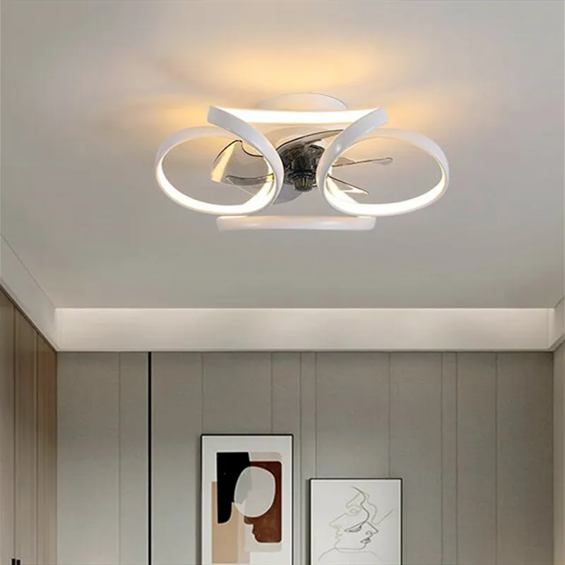 New Modern Style Remote Control Smart Led Ceiling Fan Light Three gears strong wind mute For Bedroom Kitchen Study Decoration