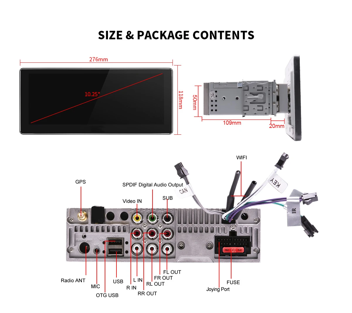 Best Android 8.1 10.25" 1Din Stereo Car Radio Multimedia Audio Player 1280*480 GPS Navi Glonass DAB Mirror Link  Subwoofer DSP 4G SIM 18