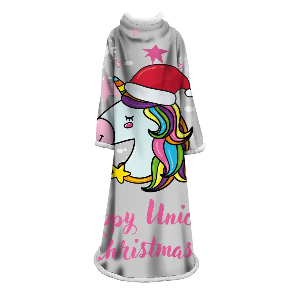 Merry Christmas Red Blanket For Adults Sweatshirt Sofa TV Nap Blanket With Sleeve Wearable Office Pullover Blankets With Sleeve - Цвет: 9
