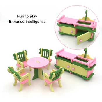 

3D Wooden Dollhouse Toys Set Dolls Simulation Miniature House Furniture for Kids Pretend Play Gift Edutational Toys