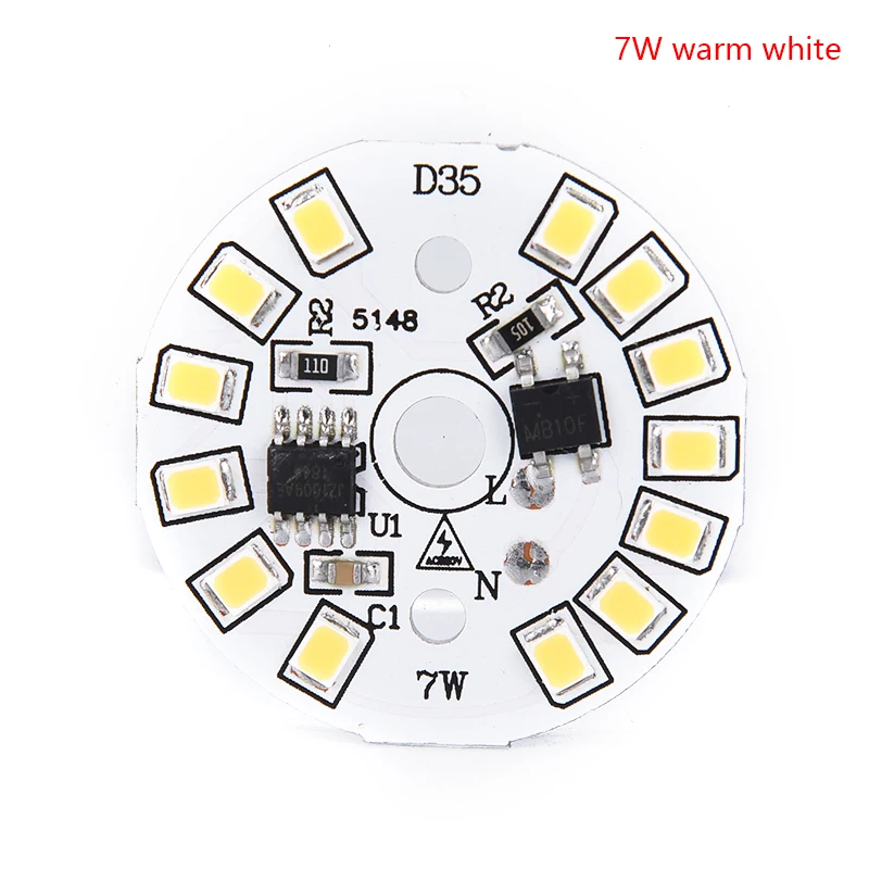 220V светодиодный нашивка-лампочка лампа SMD пластина круглой формы Модуль светильник источник пластина для лампы светильник - Emitting Color: 7w warm white