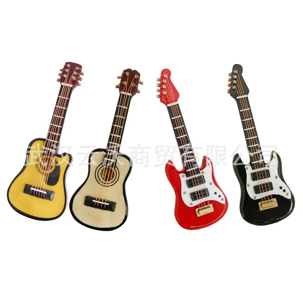 1: 12 Dollhouse Mini Musical Instruments Model Miniature Art Props Pocket Electric Guitar Small Bass