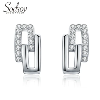 

Sodrov Earrings Jewelry Silver 925 Sterling Classic Cute For Women Female Stud Fine Geometric