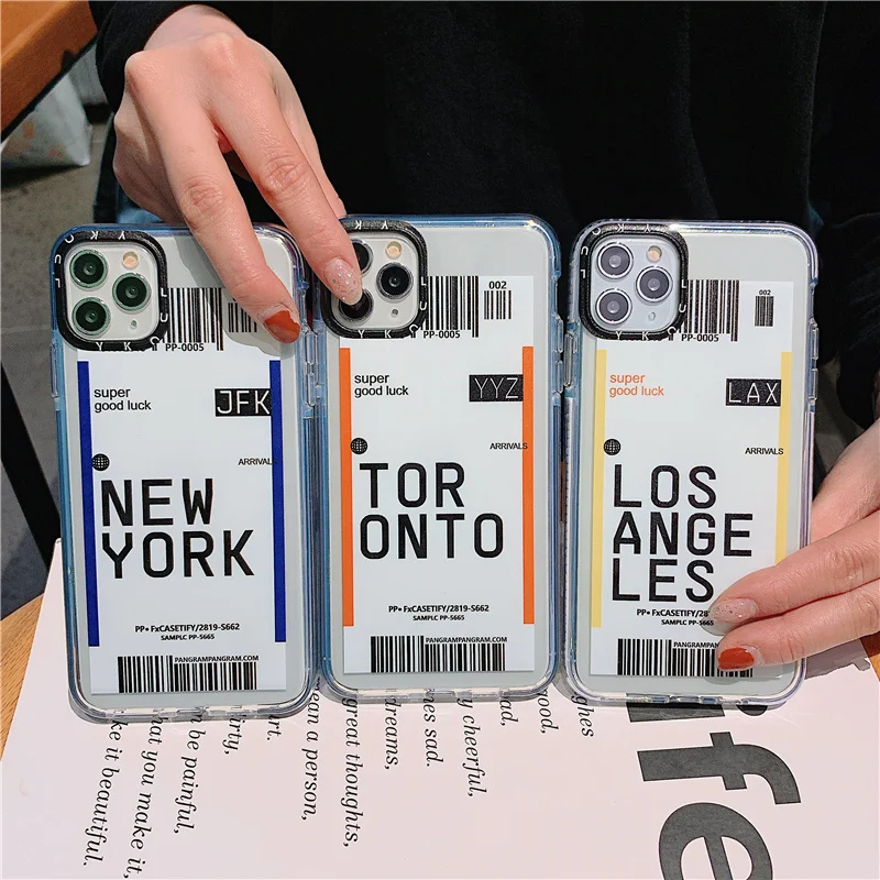 Чехлы для этикеток с штрих-кодом Нью-Йорка 11 iphone 11Pro MAX XR X XS 7 8 6 6S Plus черная рамка