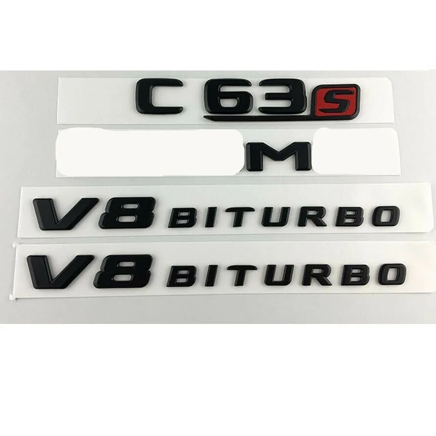 Matt C63S AMG V8 Черный для C63S AMG V8 BITURBO Багажник крыло значки-эмблемы для Mercedes Benz W205 - Цвет: Matt C63S AMG V8