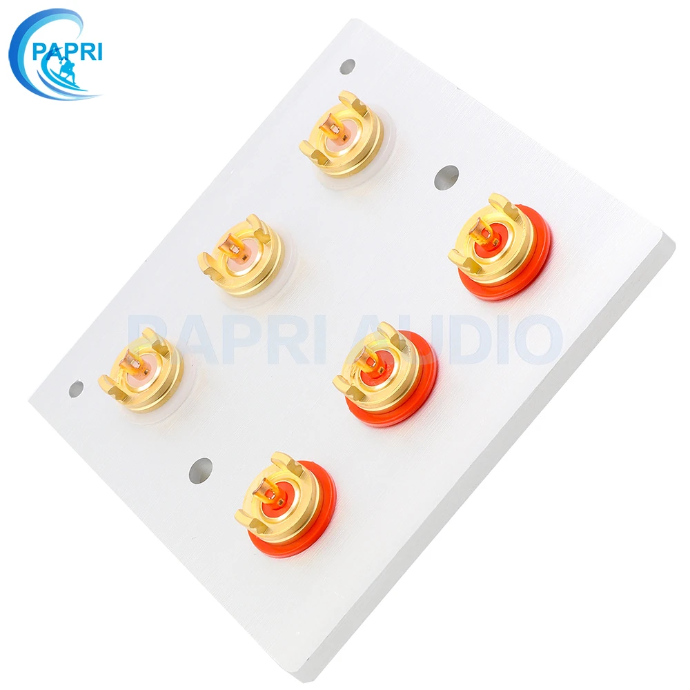PAPRI Позолоченный разъем RCA+ Алюминий CNC 2/4/5/6/8 отверстий, котор подвергли механической обработке Алюминий зажимный Винт Разъем RCA стенная панель доска Hifi DIY аудио