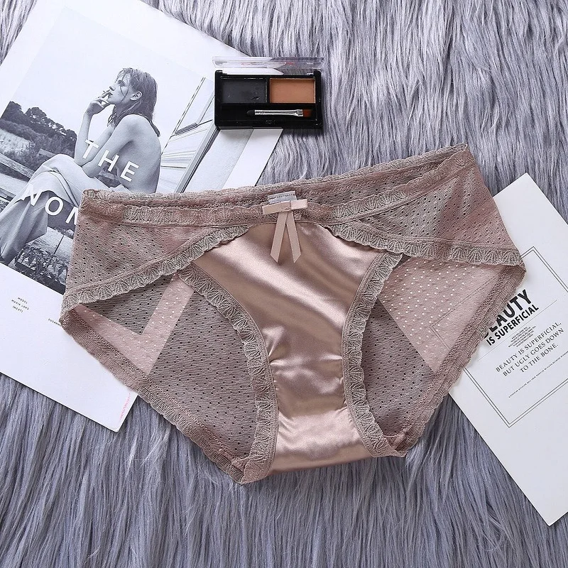 thumbnail image 1 of Bragas de satén para mujer, ropa interior de encaje, Sexy, informal, lencería íntima, 2021, 1 of 5