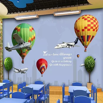 

Custom large mural 3D wallpaper Cartoon nordic creative airplane hydrogen balloon room mural TV back wall decor deep 5D embossed