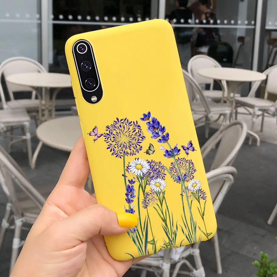 For Xiaomi Mi 9 SE Case New Liquid Silicone Matte Soft Lavender Flowers Protection Cover For Xiaomi Mi 9 Lite Mi9 SE Phone Cases iphone waterproof bag