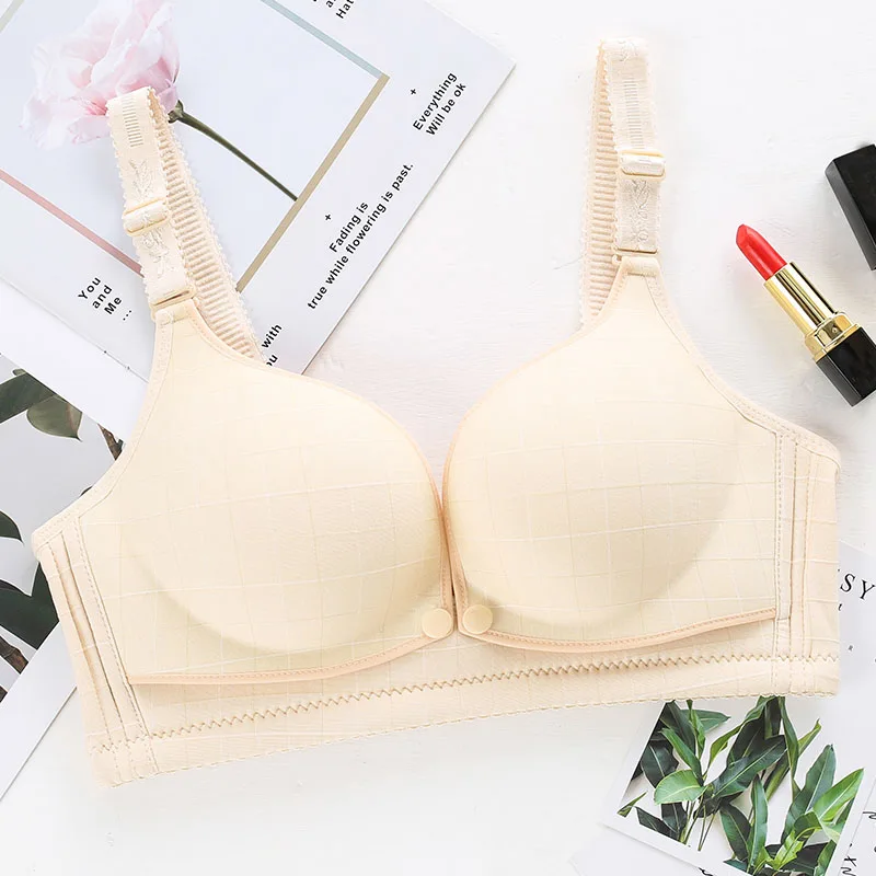 Pregnant Women Underwear Bra 3/4 Pregnancy Breastfeeding Underwear Without Rims Before Feeding Open Button