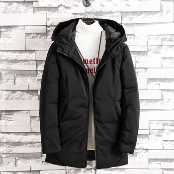 

Winter New Down Jacket Men's Warm Thick Fashion Parka Men Solid Color Casual Hooded Coat Man Wild Loose Long Cotton Jacket Male