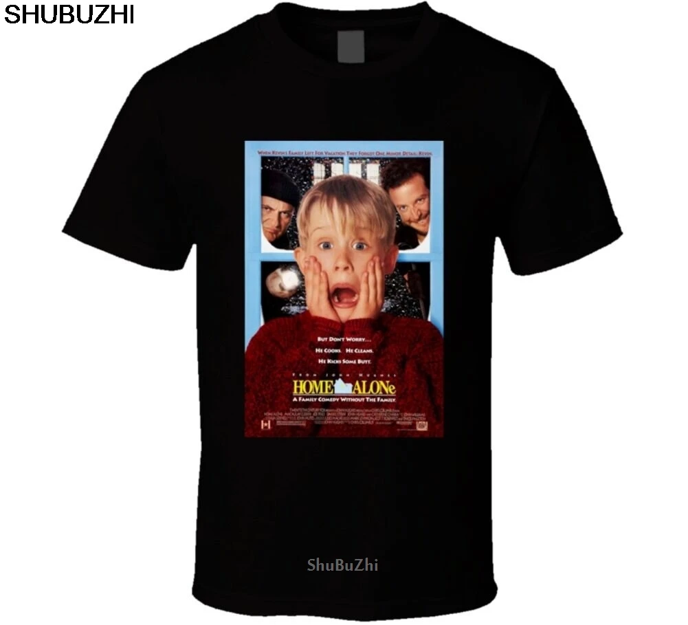 Home Alone/крутая комедия в стиле 90, Винтаж, классическое кино, плакат, веер, футболка с коротким рукавом, хлопковые футболки, мужская одежда, топ, футболка