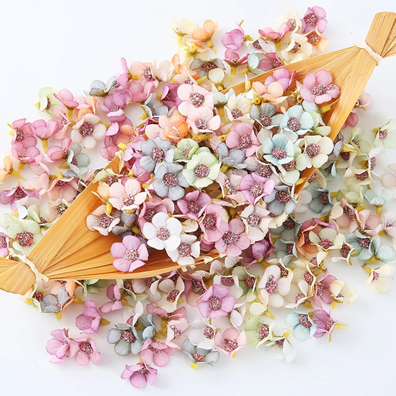 50&100pcs Mini Silk Multicolor Daisy Artificial Flower Heads For Wedding Wreath Scrapbooking DIY Gifts Candy Box Home Decoration