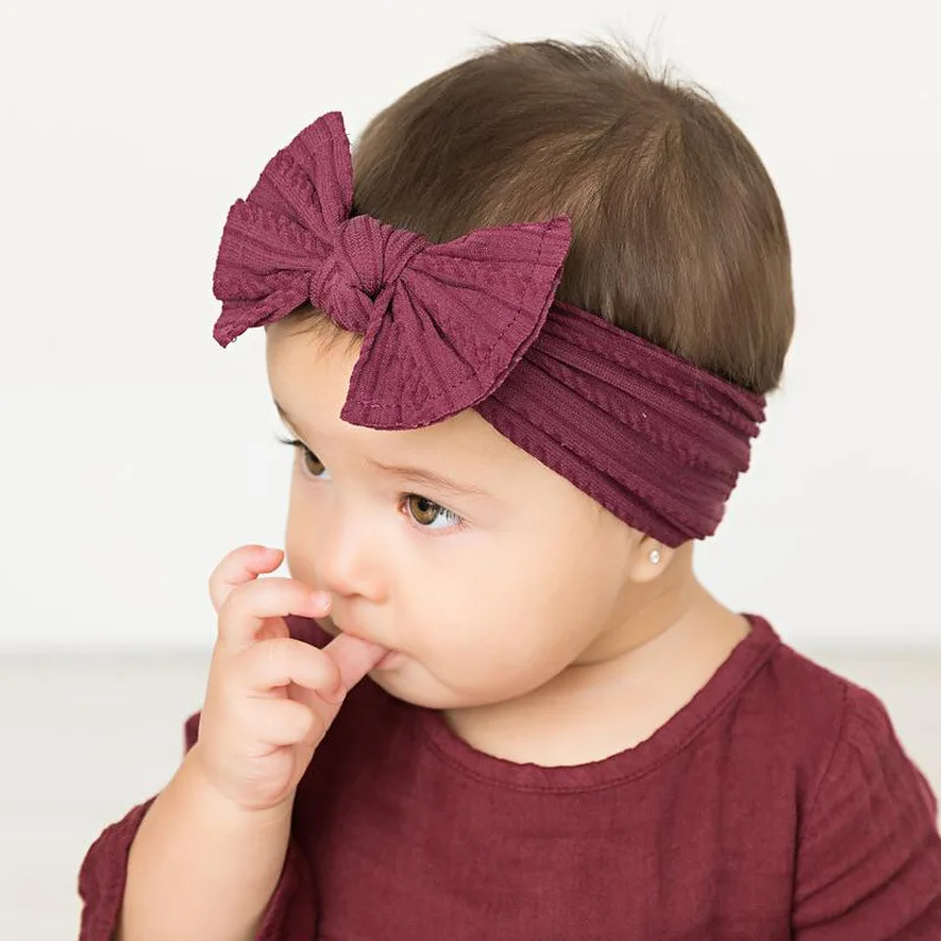 

2019 New Style Children Super Soft Textured Jacquard Hair Band Headscarf Bow Babies' Headwear Europe And America Hot Selling Hai