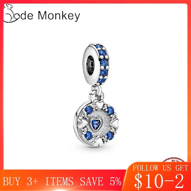 CodeMonkey Клиренс синяя подвеска в форме сердца подходит 0riginal браслет и Gennuie серебро