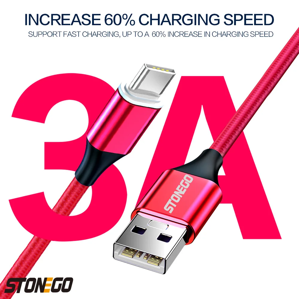 Магнитный кабель STONEGO Micro usb type C, кабель для быстрой зарядки 1 м, 2 м, 3 м, 3 А, провод для быстрого заряда, магнитный кабель для зарядки телефона type-C