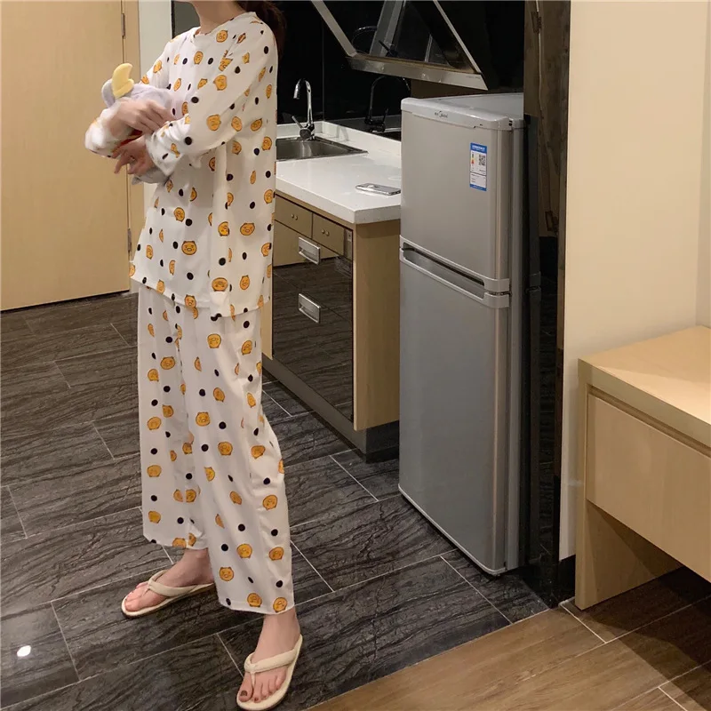 Pijama Feminino Inverno для женщин, пижама с длинным рукавом, женская мода, свободная, увеличивающая рост, с рисунком крокодила, повседневная домашняя одежда