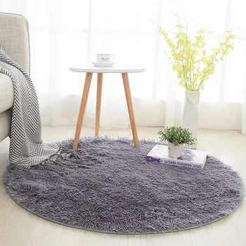 

Faux Fur Rugs Kids Room Long Plush Rugs for Bedroom Shaggy Area Rug Modern Mats Fluffy Round Rug Carpets for Living Room Decor