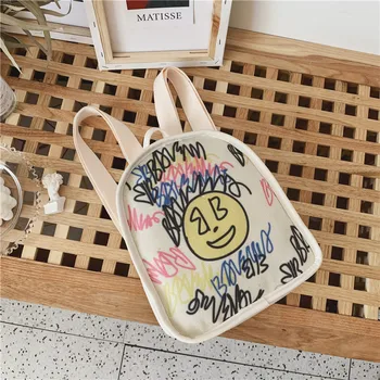 

Fashion Children Canvas Backpack Cute Doll Doodle Girls Small Double Shoulder Bags Kindergarten Student Schoolbag Travel Mochila