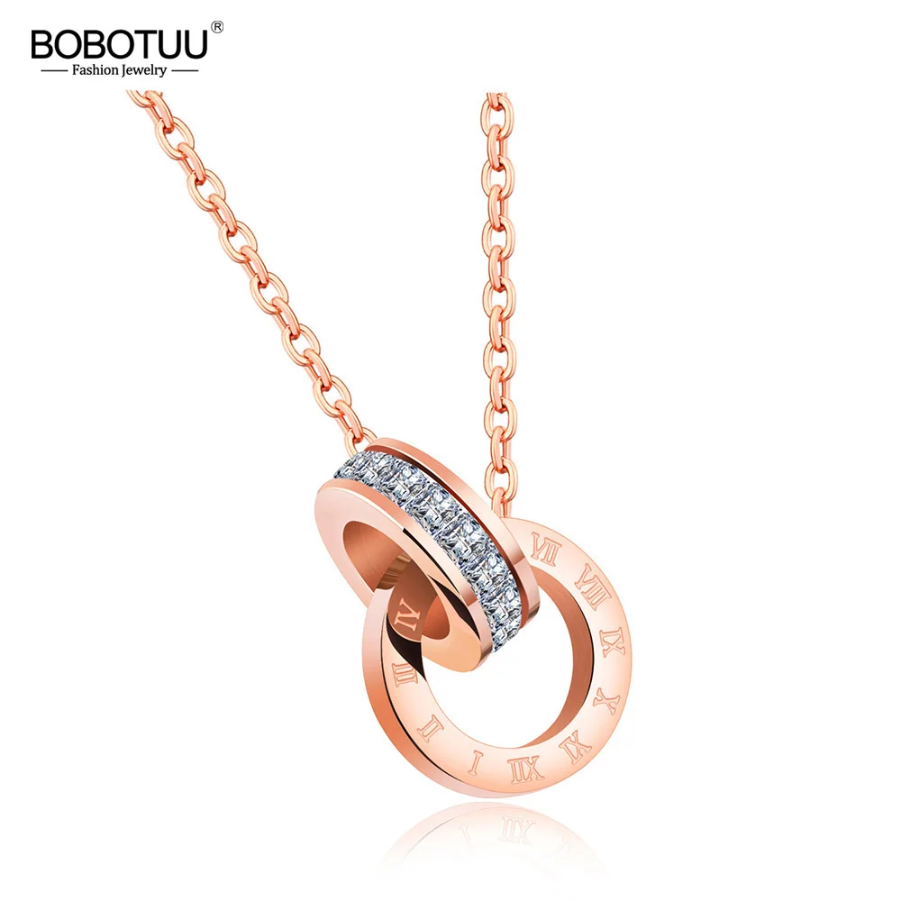 Цепочка с подвеской в виде двух колец фианитами | Украшения и аксессуары