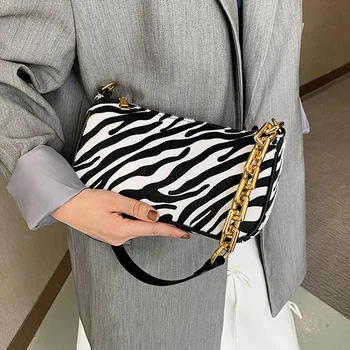 

Women Zebra Pattern PU Leather Shoulder crossbody Bags Chain High quality designer Handbags 2020 fashion Handbags and purse