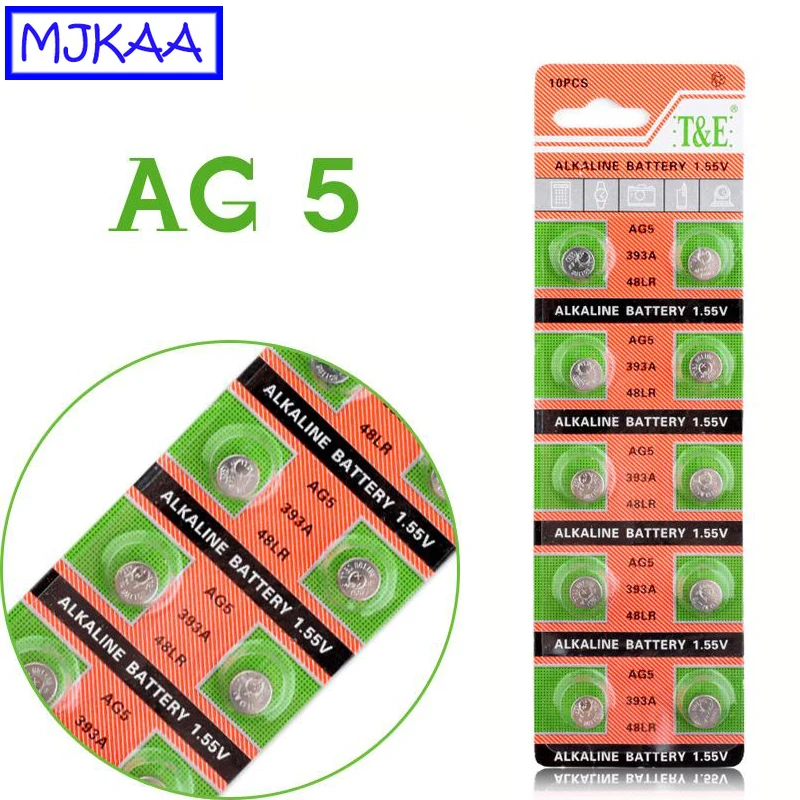 10 шт. щелочные кнопочные батарейки AG5 1 5 в LR754 393 SR754 193 546 RW28 60 мАч|Часовые батарейки|