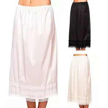

Women's Lace Mid-Calt Skirt Elastic Waist Slip Solid Color Party Shopping Underskirt Petticoat Casual Bottoms L-3XL Fashion