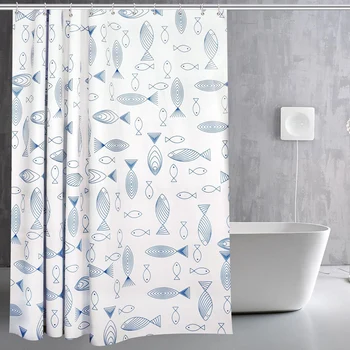 

Printing Waterproof Shower Curtain Toilet Partition Curtain with Hook Home Decoration