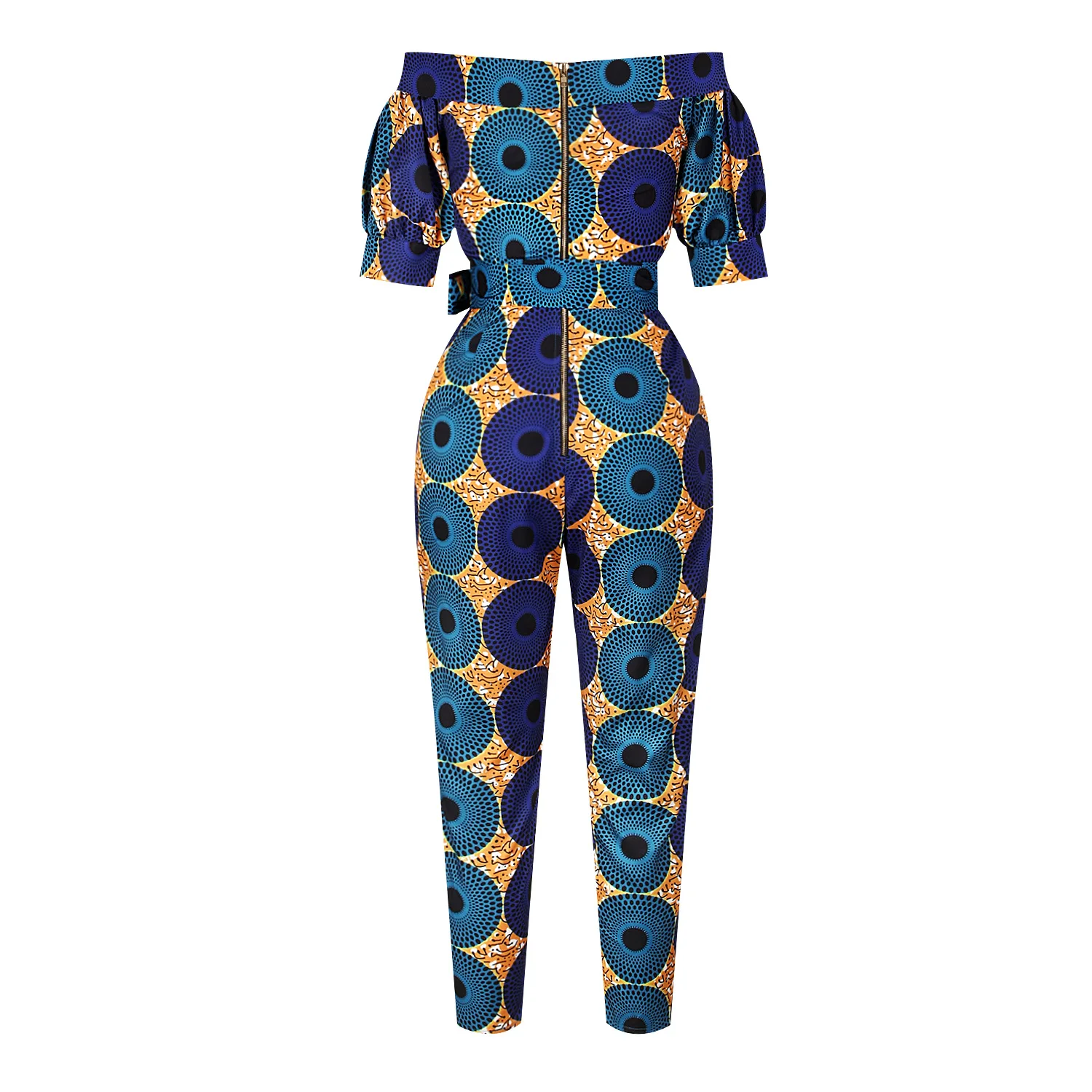 african fashion style New Summer African Printing Jumpsuit For Women Fashion Lantern Sleeves Off Shoulder Ankara Style Trousers Casual Lady Jumpsuit african outfits