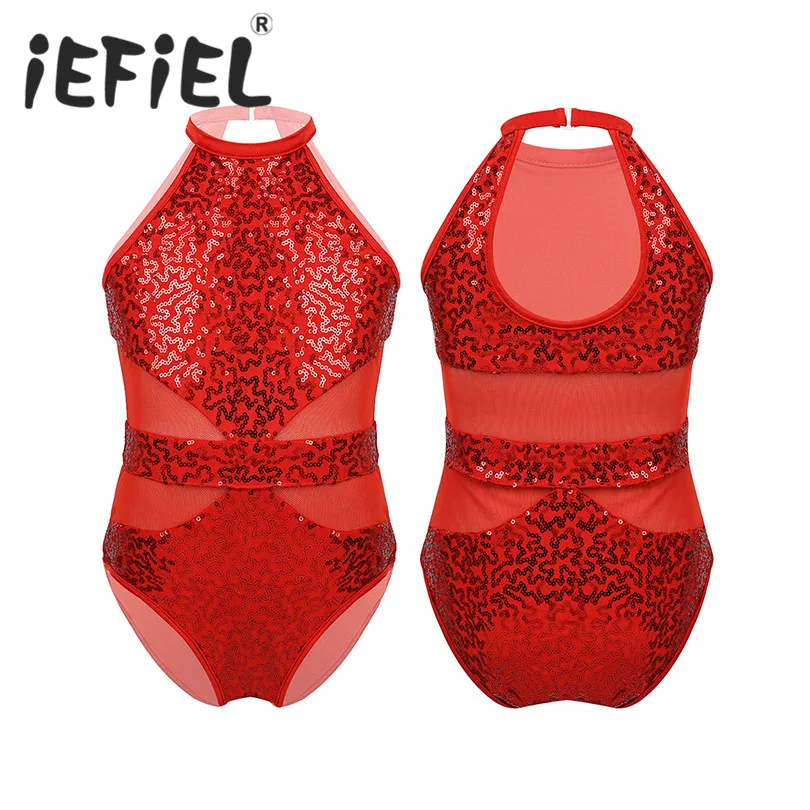 Танцевальный костюм с блестками для девочек, джаз, латинский балет, трико, комбинезон, детский Блестящий джазовый костюм, костюмы-комбинезоны для сцены