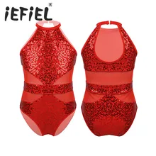 Танцевальный костюм с блестками для девочек, джаз, латинский балет, трико, комбинезон, детский Блестящий джазовый костюм, костюмы-комбинезоны для сцены