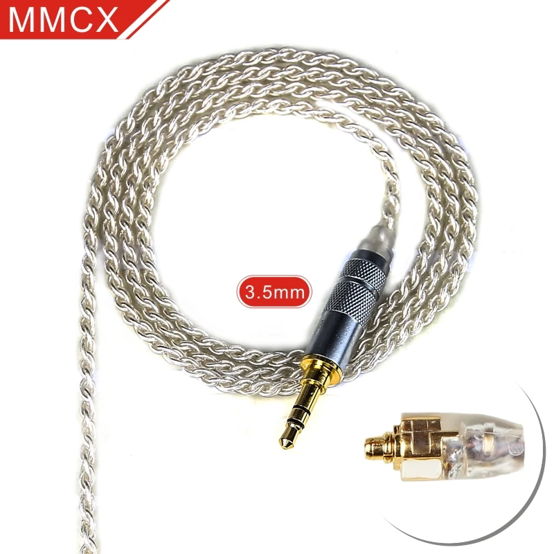 FDBRO 3,5 мм наушники Кабо MMCX кабель DIY один Кристалл Медь посеребренный кабель для SE215 SE315 SE425 SE535 SE846 UE900 - Цвет: 3.5mm MMCX Silver
