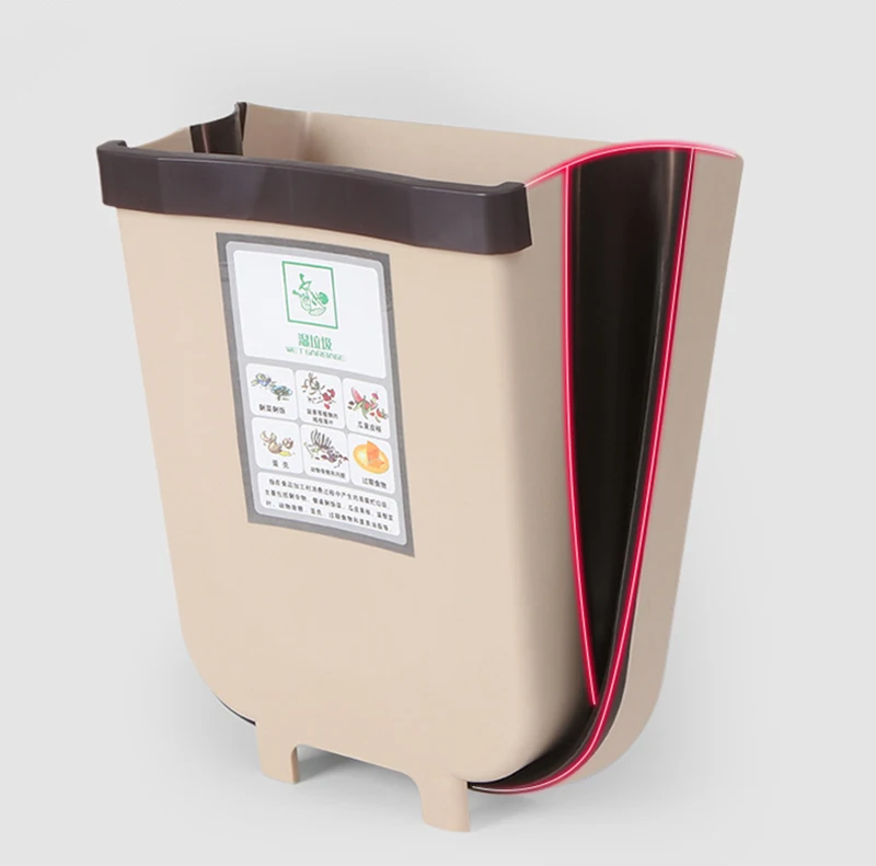 Складные мусорные пластиковые корзины кухонная корзина для мусора Складная Автомобильная мусорная корзина настенный мусорный бак ванная комната туалет ведро для хранения - Цвет: Coffee