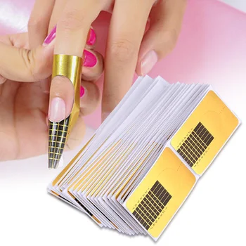 

100Pcs/Set French Nail Form Tips Professional Nail Art Form Nails Gel Sticker Extension Curl Form Nail Art Guide Form