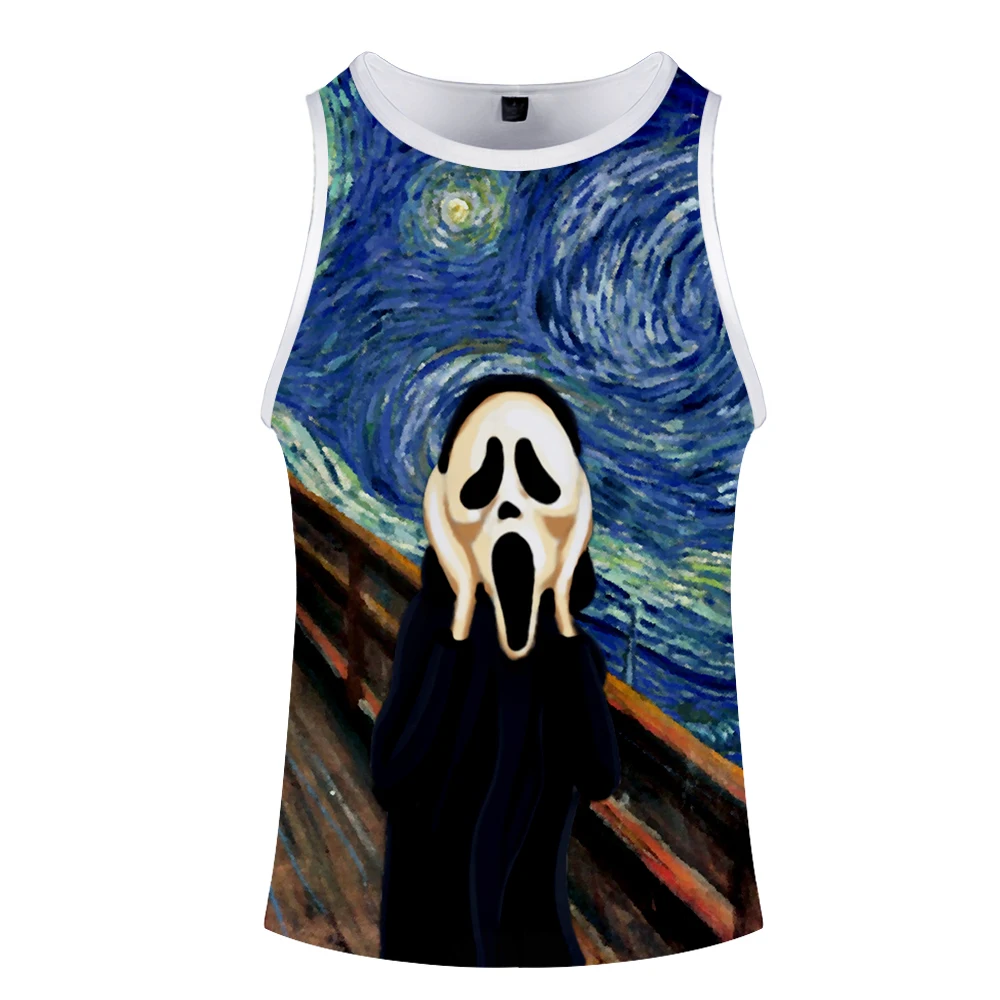 World famous painting art Tank Tops 3D Print Funny Mens Clothes Sleeveless Stringer Vest