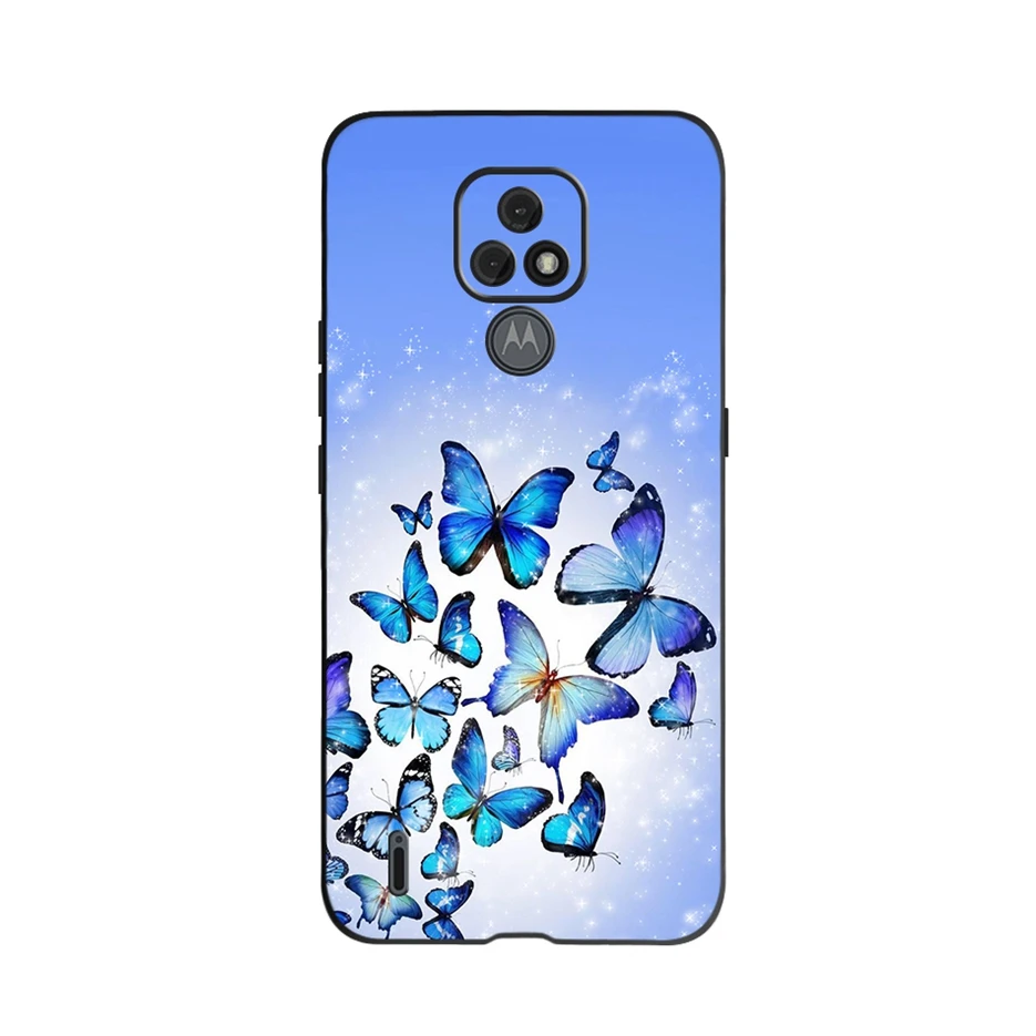 phone flip cover For Motorola Moto E7 Case Beautiful Flowers Butterfly Soft TPU Silicone Phone Cases For Motorola Moto E7 MotoE7 Shell Coque Capa iphone waterproof bag