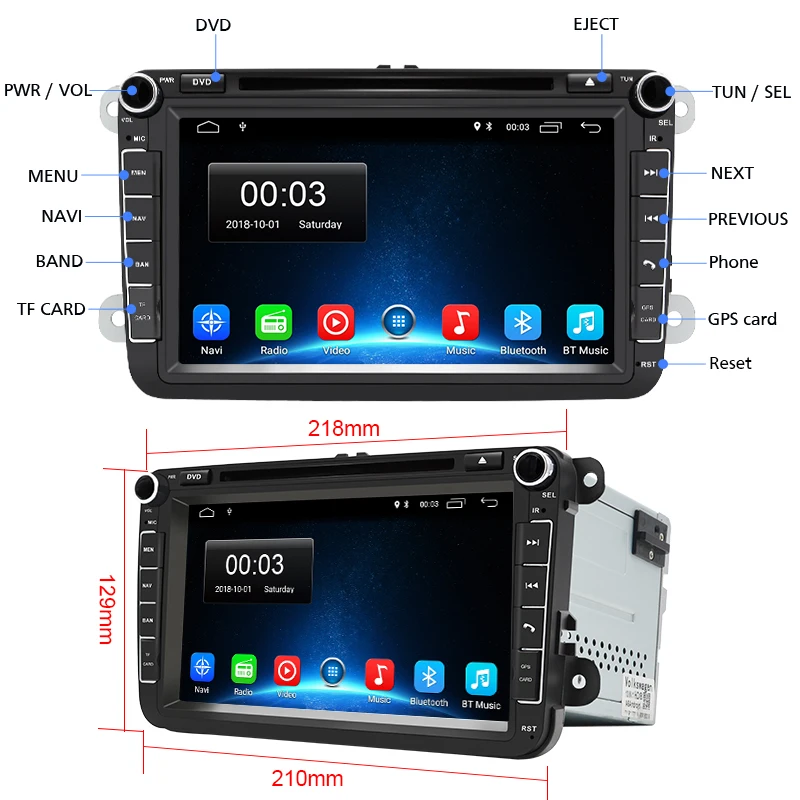 AWESAFE 2 Din Android 8,1 мультимедийный плеер Автомобильный DVD gps навигатор для Фольксваген Гольф 6 Polo PASSAT B6 SKODA seat Leon радио