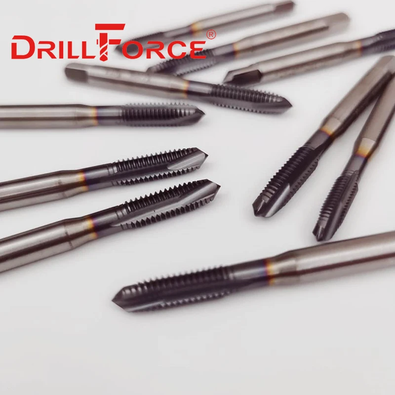 Drillforce 코발트 나사 스레드 탭 드릴 비트 나선형 뾰족한 플루트 미터법 M2-M16 TICN 코팅 기계 탭(스테인레스 스틸용)