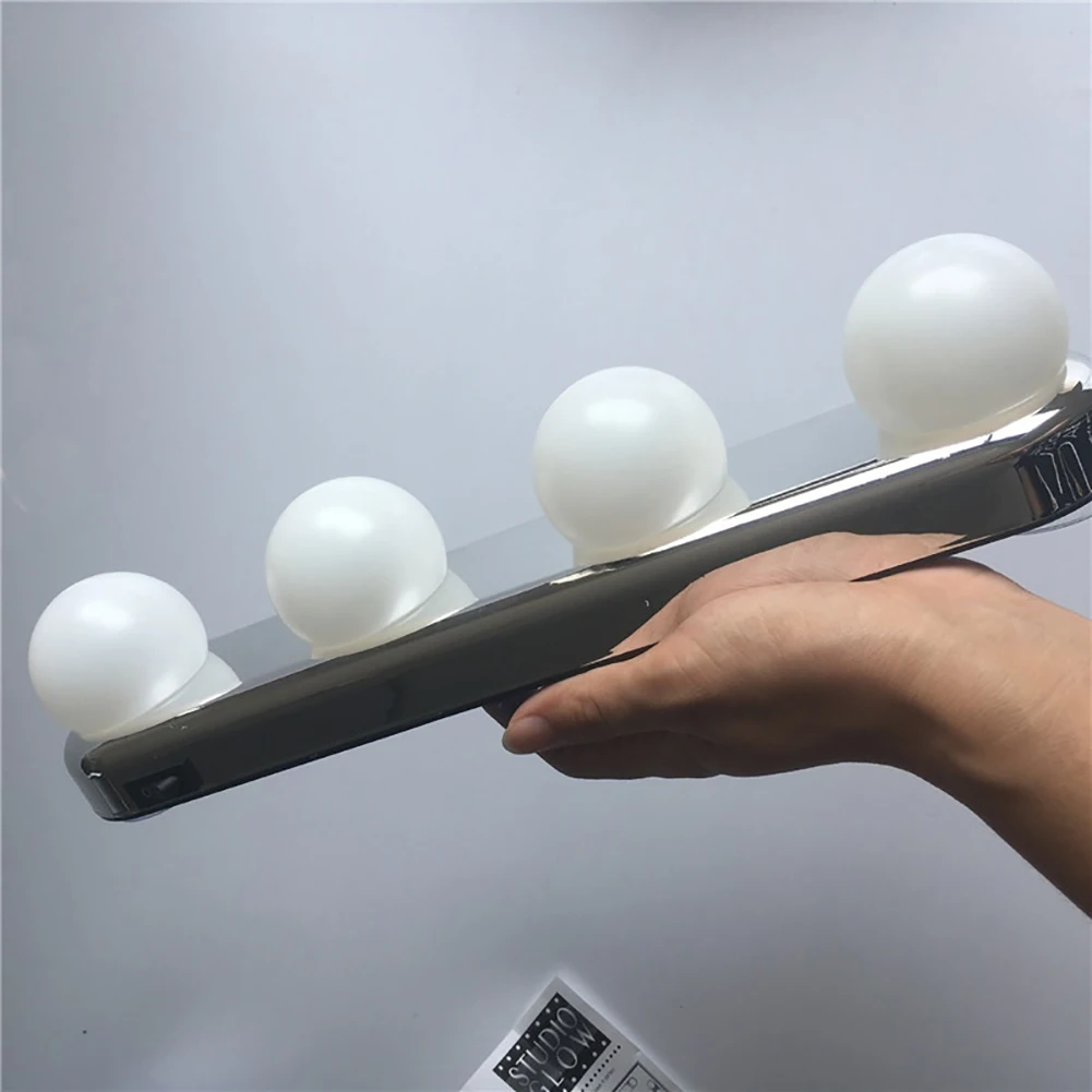 Hollywood LED Mirror Light Plastic Vanity Lights Studio Suction Cup Makeup Light Table Bathroom Room 4 LED Bulbs Cosmetic Light