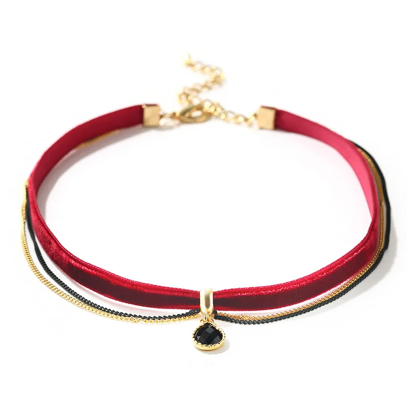 Simple Vintage Letter Shape Choker Necklace Korean Style Hollow Black Rope Velvet Collar Leather Collier Femme Chocker Jewelry - Окраска металла: 6