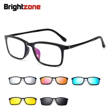 Полный обод поляризационные набор солнцезащитных очков для мужчин и женщин 5 в 1 магнитные прикрепляемые очки TR-90 оптический рецепт оправы для глаз очки