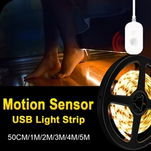 Датчик движения светодиодная лента водонепроницаемый USB PIR Светодиодный Освещение для шкафа гибкий светодиодный светильник для шкафа ленточный светильник для шкафа Беспроводная лампа