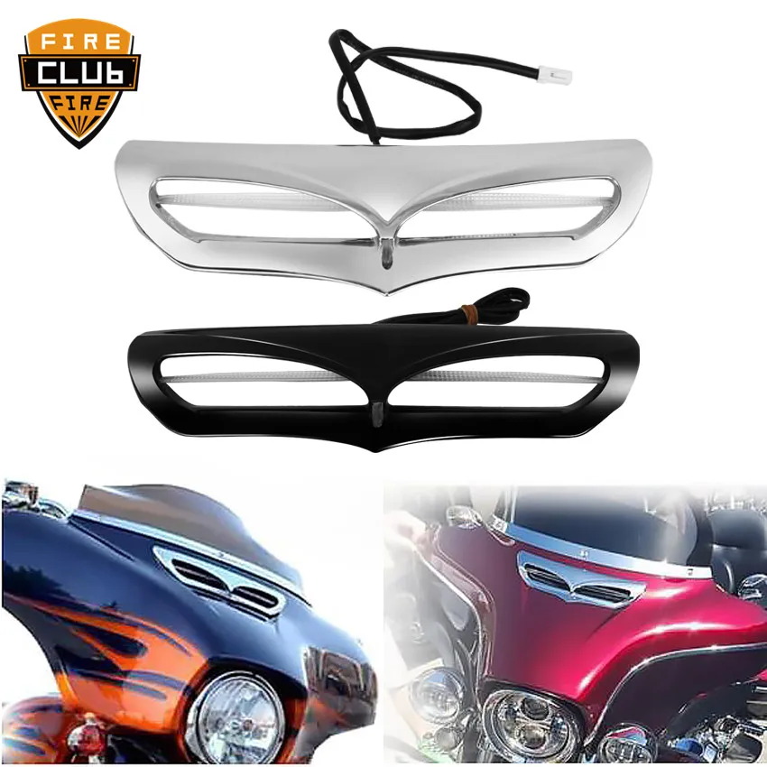 

Motorcycle ABS Plastic Batwing Fairing Vent Cover Black Chrome Fit For Harley Touring Electra Street Glide 2014-2020 Accessories